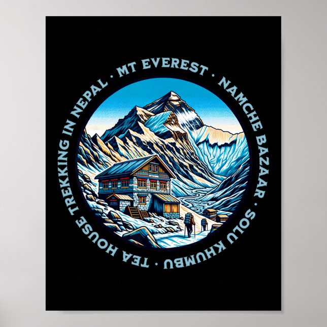 Póster Mt Everest Namche Bazaar Casa de Té Trekking Nepal (Frente)