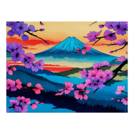 Póster Mt. Fuji y Sakura Blossom Arte escénico