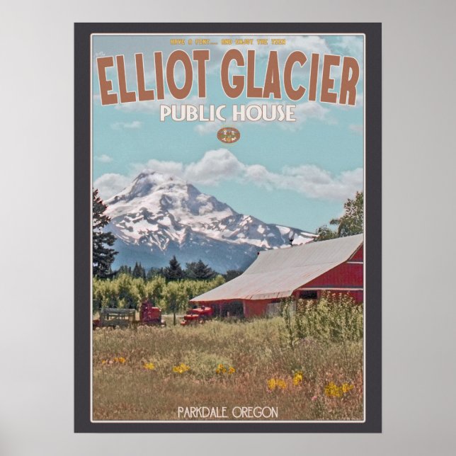 Póster Mt Hood - Casa pública del glaciar Elliot (Frente)