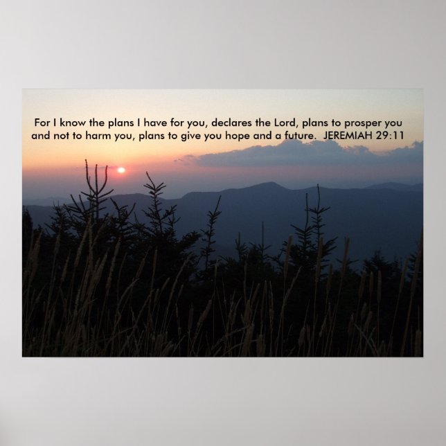 Póster Mt. Mitchell Carolina del Norte - Jeremiah 29:11 (Frente)