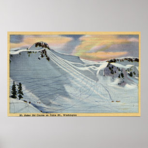 Póster Mt. Panadero, Washington - vista del esquí del