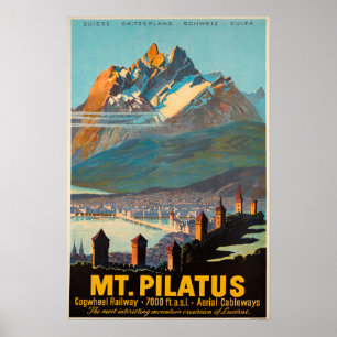 Póster Mt. Pilatus, Suiza, cartel de viaje