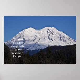 Póster Mt. Rainier in winter Print w/Scripture Verse