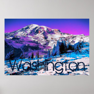Póster Mt Rainier Psychedelic Purple Recolor Washington