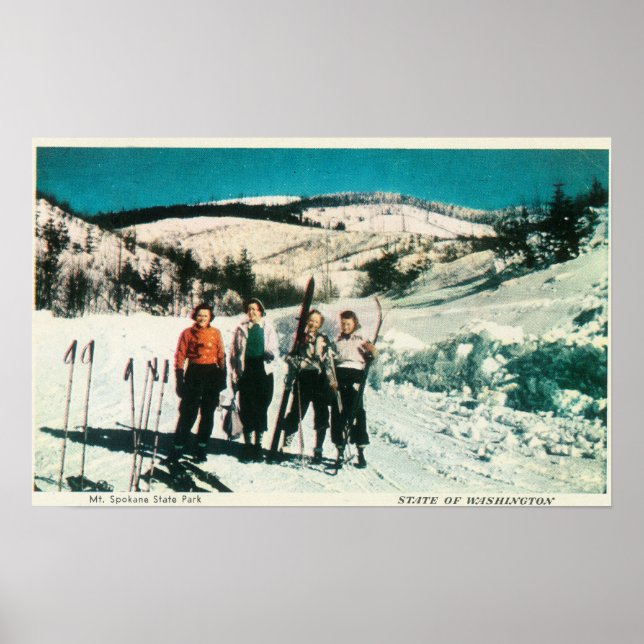 Póster Mt. Spokane State Park Ladies SkiingWashington (Frente)