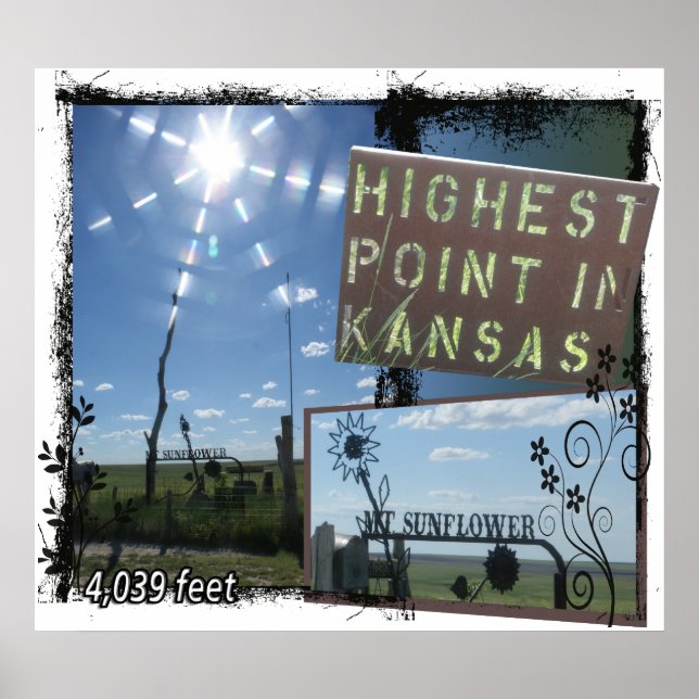 Póster Mt. SUNFLOWER - POSTER KANSAS DE MÁS ALTO PUNTO (Frente)