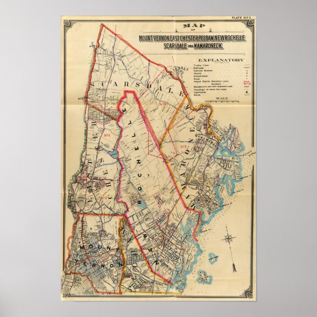 Póster Mt. Vernon, E Chester, Pelham, New Rochelle, NY (Frente)