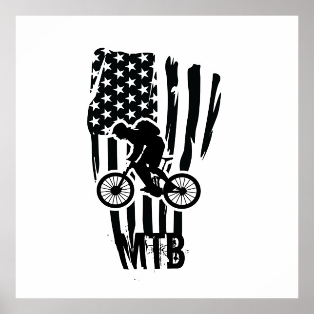 Póster Mtb ciclismo de montaña bandera estadounidense de  (Frente)
