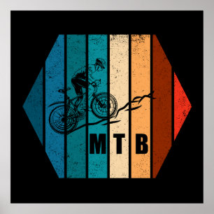 Póster MTB en bicicleta de montaña