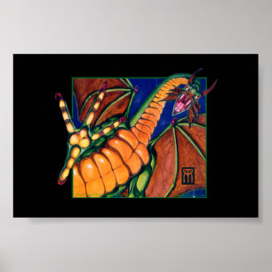 Póster MtG Shivan Dragon impreso en negro