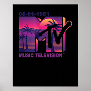 Póster MTV Logo with Purple Palms in the Sunset