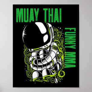 Póster Muay Thai Astronauta Enrollado, Mma, Kickboxing, J