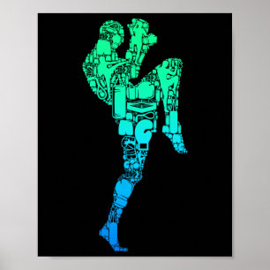 Póster Muay Thai Boxes Taekwondo Niños Hombres