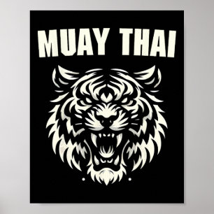 Póster Muay Thai Mma Lucha Tatuaje Rugido de Tigre Kickbo