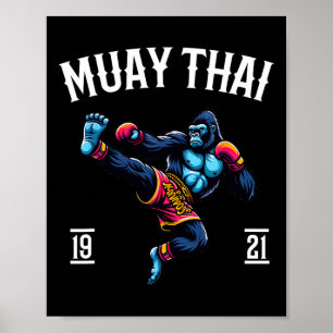 Póster Muay Thai Monkey - Kickboxing y boxeo tailandés de