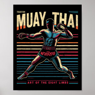 Póster Muay Thai Tailandia Kickboxing Mma Luchador Vintag