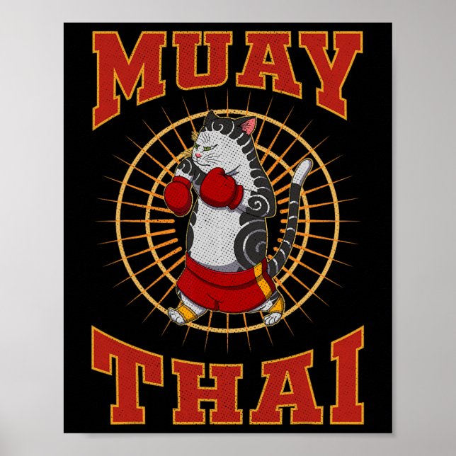 Póster Muay Thai Thailand Fist Ring Knee Fighter Techniqu (Frente)