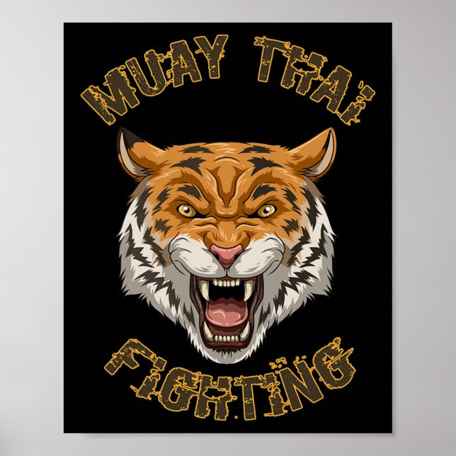 Póster Muay Thai Tiger - Regalo de boxeo tailandés y kick (Frente)