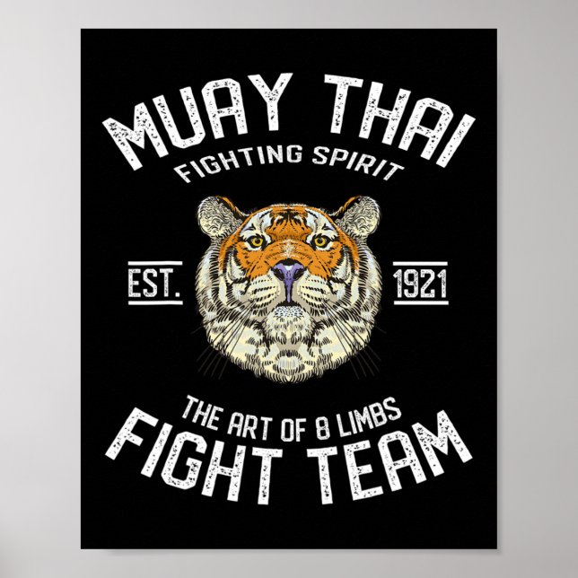 Póster Muay Thai Tigre Boxeo Tailandés Kickboxing  (Frente)