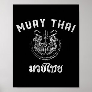 Póster Muay Thai Twin Tiger Kickboxing Mma Regalo - Blanc