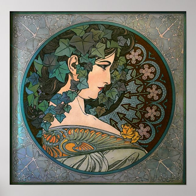 Póster Mucha - Art Nouveau Ivy (Frente)