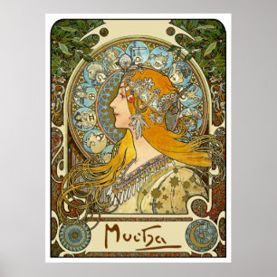 Póster Mucha Art Nouveau Poster -  Zodiac  - La Plume
