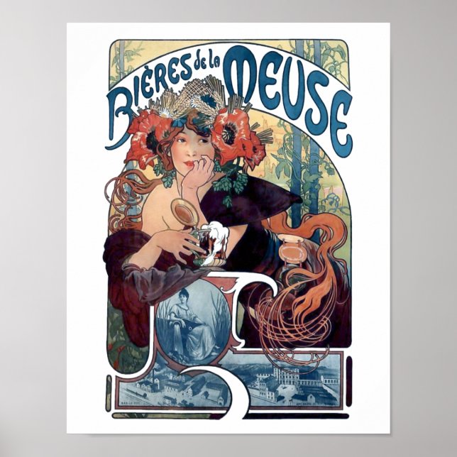 Póster Mucha beer bier poster (Frente)