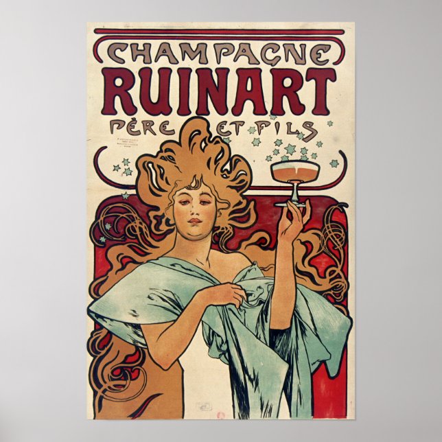 Póster Mucha - Champán (Frente)