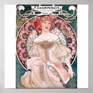 Póster Mucha champenois paris degustación rosa