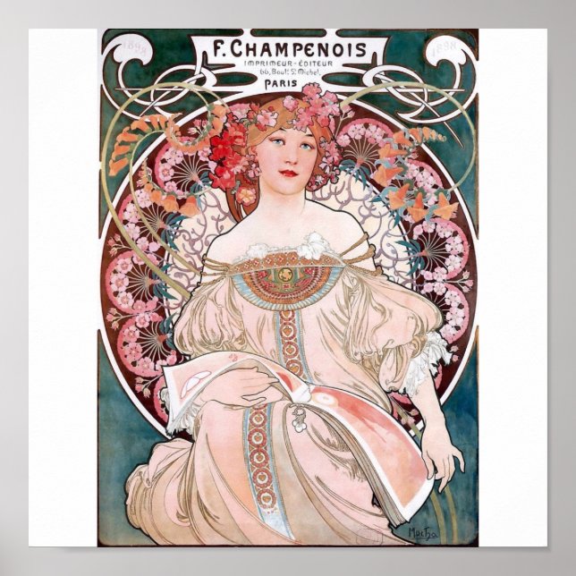Póster Mucha champenois paris degustación rosa (Frente)