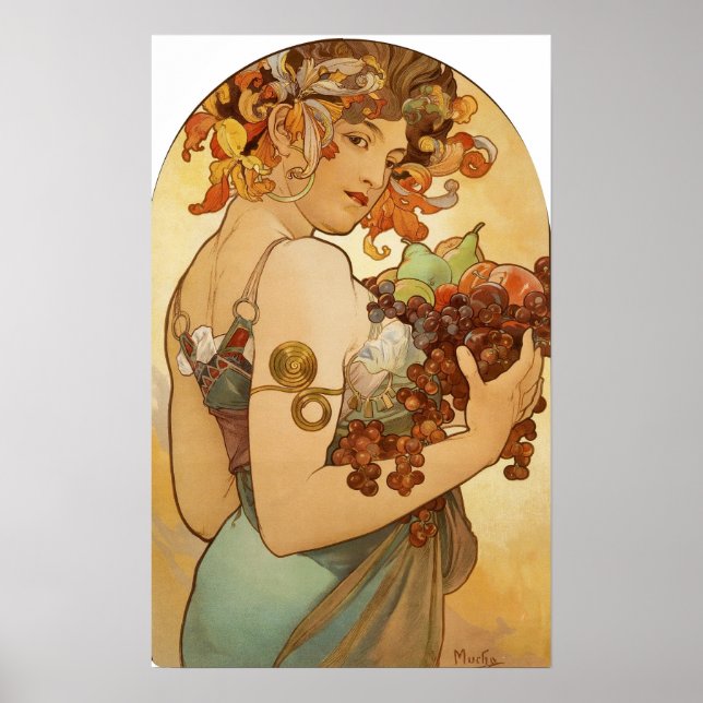 Póster Mucha - Fruta (Frente)