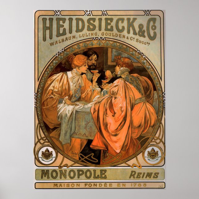 Póster Mucha - Heidsieck And Co 1901 (Frente)