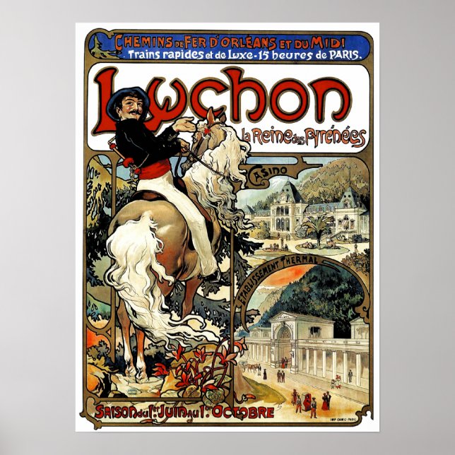 Póster Mucha - Luchon - Art Nouveau - Poster del Casino (Frente)