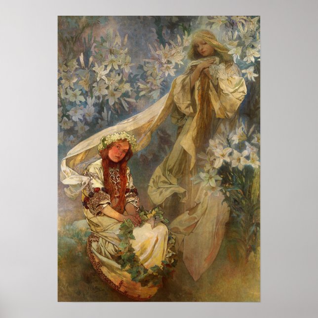 Póster Mucha - Madonna de los Lirios 1905 (Frente)