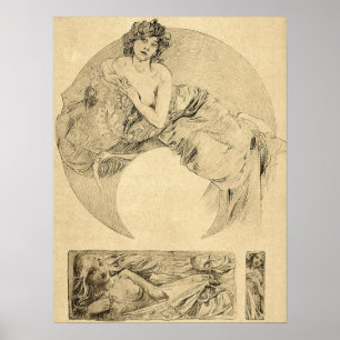 Póster Mucha - Mujeres Ilustraciones 1901