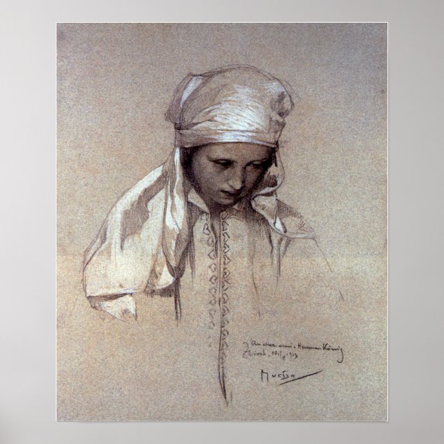 Póster Mucha - Retrato De Un Chica En 1913 (Frente)