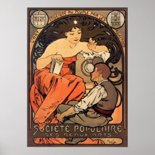 Póster Mucha - Société Populaire Des Beaux Arts
