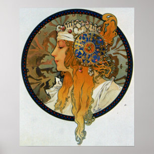 Póster Mucha - Tete rubia bizantina
