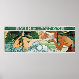 Póster Mucha - Un hombre inca y la diosa Incas Bienvenida