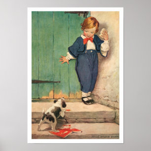 Póster Muchacho del vintage y poster del perrito