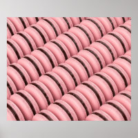 Muchas filas con macarons rosados franceses