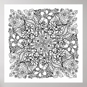 Póster Muchas Flores para Colorear