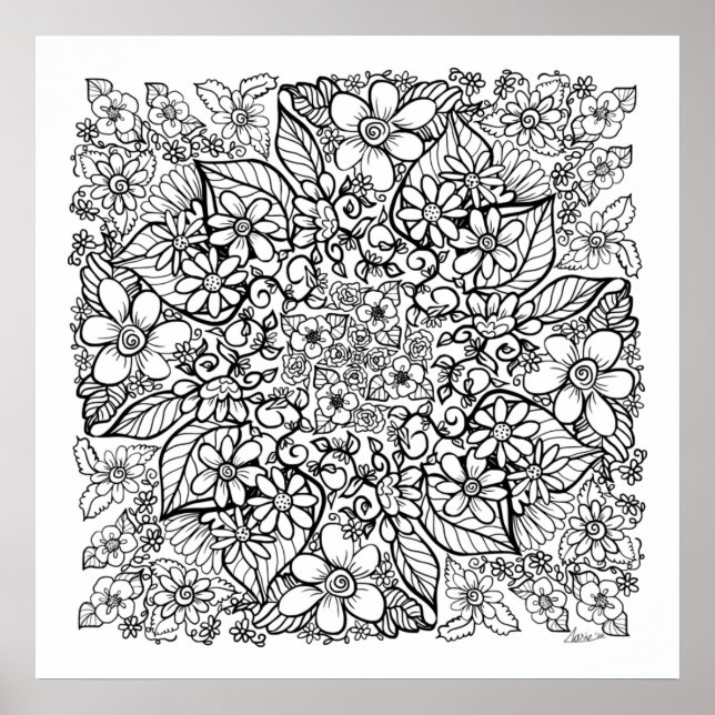 Póster Muchas Flores para Colorear (Frente)