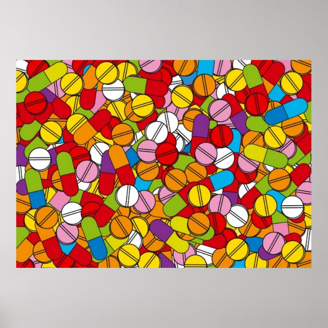 Póster Muchas pastillas (Frente)