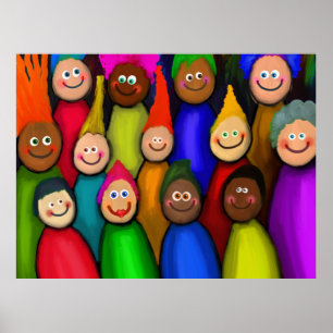 Póster Muchedumbre diversa de pintura de la gente