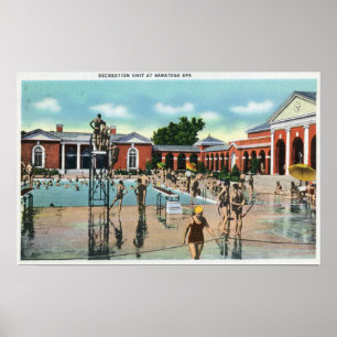 Póster Muchedumbres en la piscina del balneario de