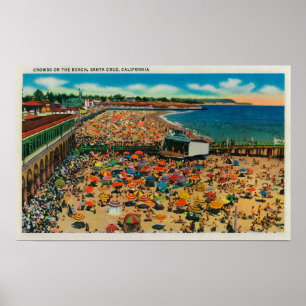 Póster Muchedumbres en la playa, Santa CruzSanta Cruz, CA