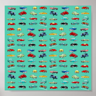 Póster Muchos autos retro