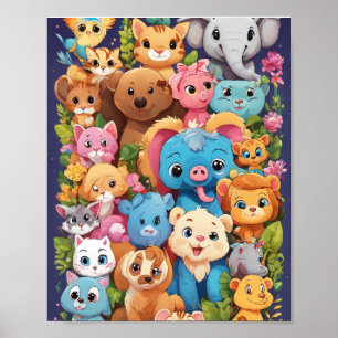 Póster Muchos diseños de animales