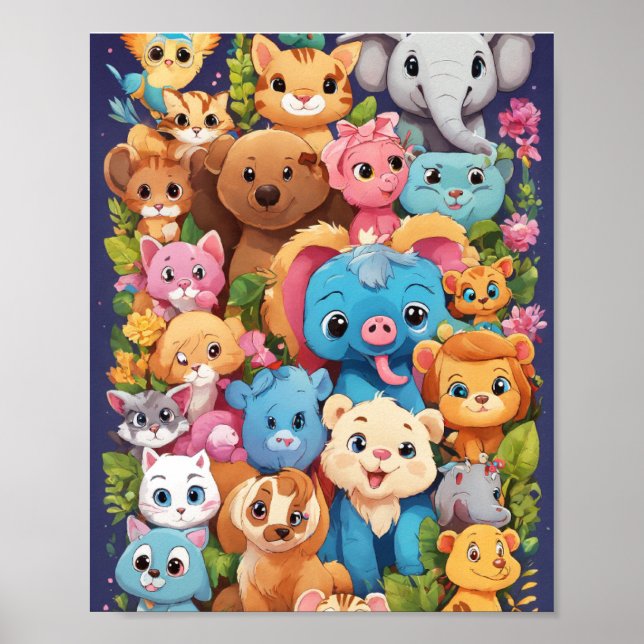 Póster Muchos diseños de animales (Frente)